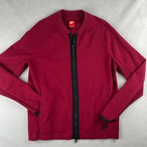 Nike Jacket Men M Gym Red Tech Knit Full Zip Bomber Sweater Athleisure 810558677
